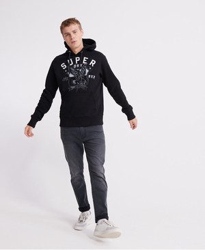 Superdry Blueprint Férfi Kapucnis Pulóver Fekete | TQGSP5763